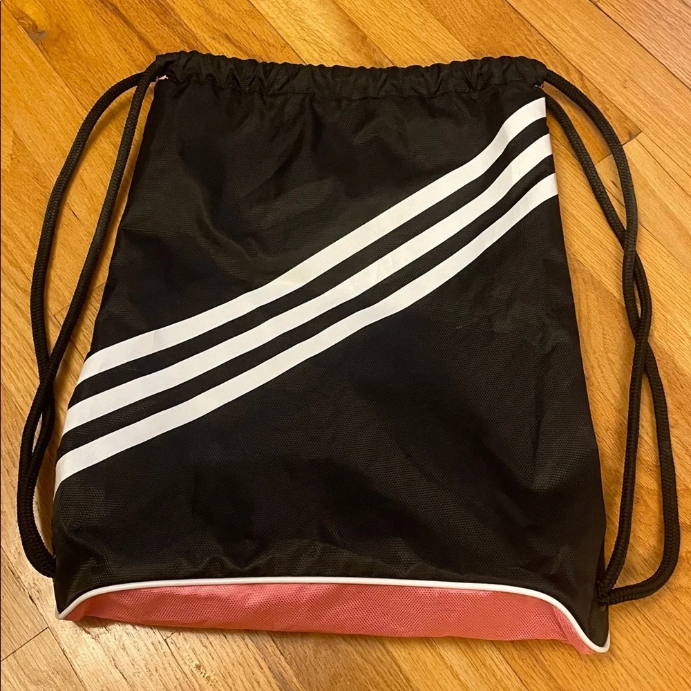 Adidas Drawstring Backpack Bag. Pink/Black. GUC - Picture 2 of 5